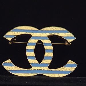 CC Blue Stripes Brooch(Gold)